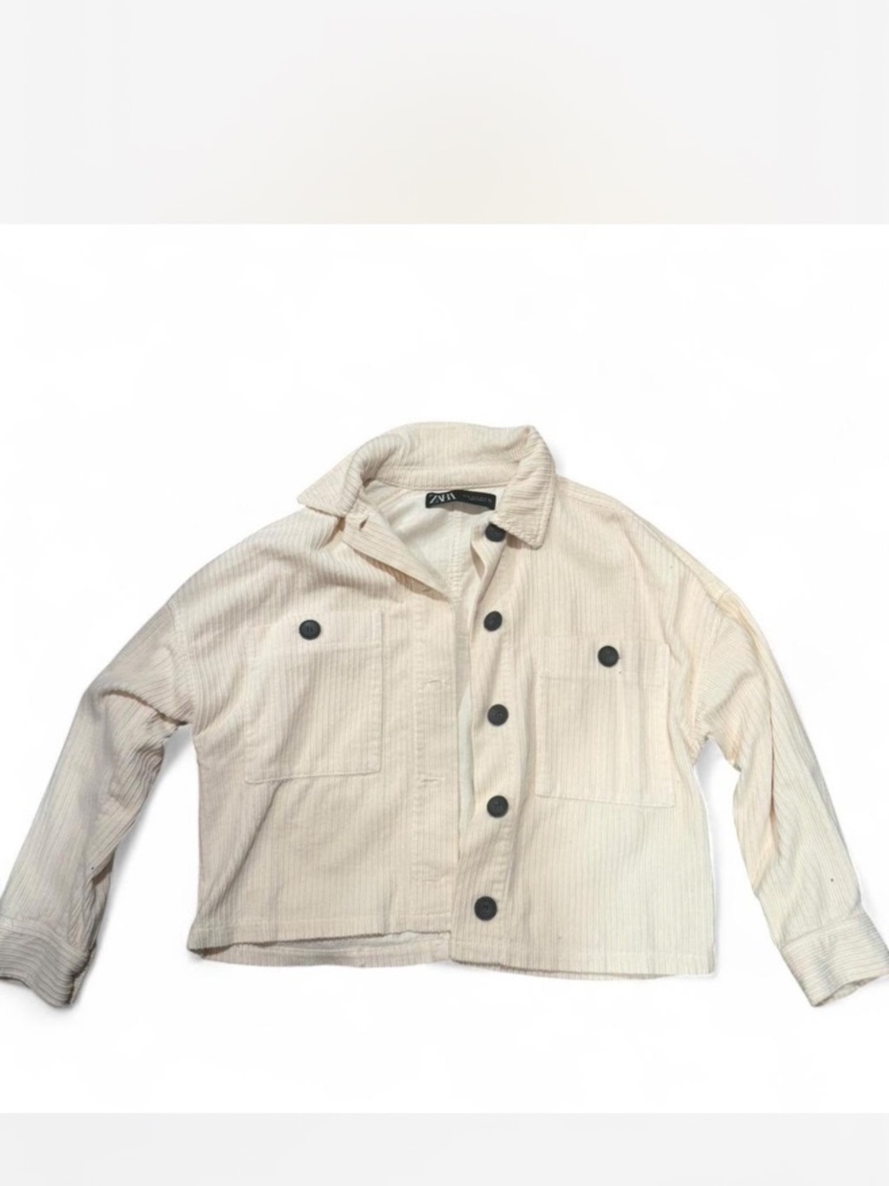 Zara Cream Cropped Corduroy Jacket